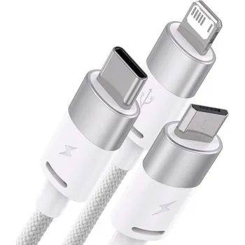 MULTIKABEL PRO NABÍJEČKY USB 3V1 BASEUS STARSPEED, USB-C + MICRO USB + LIGHTNING, 3,5A, 1,2M (BÍLÝ) BASEUS - AKCESORIA
