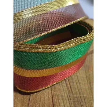 Stuha Vánoční stuha široká s drátem zlatá