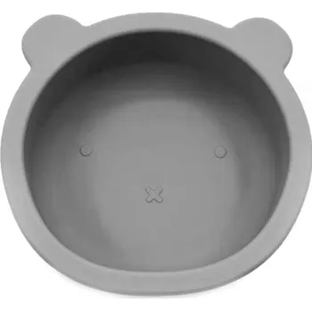 Silikonová miska s přísavkou Medvídek, průměr 12 cm - šedá
