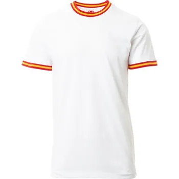 Pánské tričko Payperwear Bavlněné triko Flag s límečkem a lemem s kontrastní trikolórou Barva: bílá - červená - žlutá - červená, Velikost: L