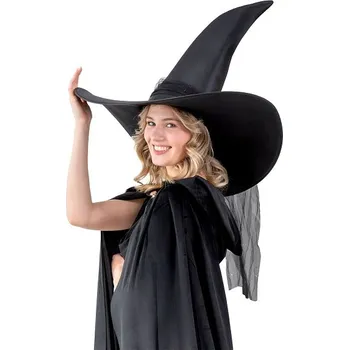 Karnevalový doplněk Klobouk čarodějnický černý s vlečkou