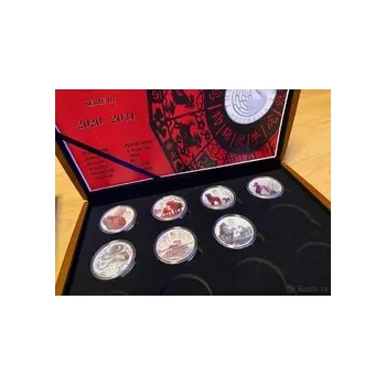 Sběratelství Sada sedmi stříbrných mincí 1oz Perth Mint Lunarní kalendář Série III v etui s kartou mincí