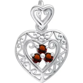 Přívěsek Granátové srdce – stříbrný přívěsek s granáty