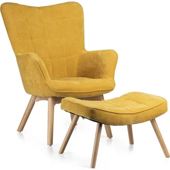Křeslo Čalouněné křeslo s podnožkou Grella žluté