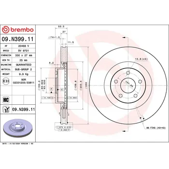 Brzdový kotouč Brzdový kotouč BREMBO 09.N399.11