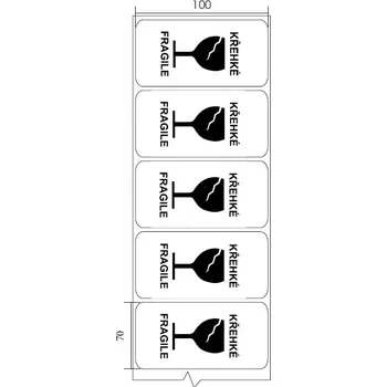 Samolepící etiketa Samolepicí etiketa s nápisem KŘEHKÉ 100x70 mm, 500 ks na roli