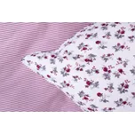 Podpěrová s.r.o. Bavlněné povlečení KYTIČKA BORDÓ / PROUŽEK RŮŽOVÝ Velikost: 200x200 cm (1 ks), 70x90 cm (2 ks) ŠEV na peřině