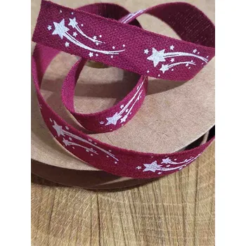 Stuha Bavlněná stuha potisk kometa šíře 15 mm barva bordó