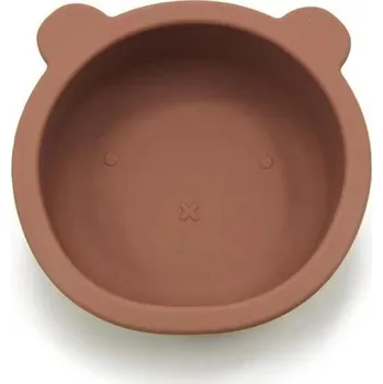 Silikonová miska s přísavkou Medvídek, průměr 12 cm - hnědá