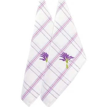 Utěrka ARÔME HOME Utěrky Fialové káro, výšivka Levandule ARÔME HOME