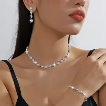 Souprava šperků B-TOP Jemná 3-dílná souprava Crystals - postříbřená