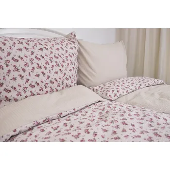 Povlečení Podpěrová s.r.o. Krepové povlečení RŮŽIČKA MANON / BÉŽOVÁ Velikost: 240x200 cm (1 ks), 70x90 cm (2 ks) ŠEV na peřině