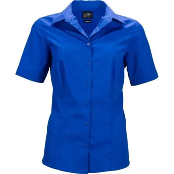 Dámská košile James & Nicholson (Daiber) Dámská košile s krátkým rukávem JN643 - Královská modrá | 3XL