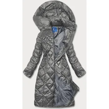 Dlouhá prošívaná bunda s kapucí Ann Gissy, odstíny šedé L (40)