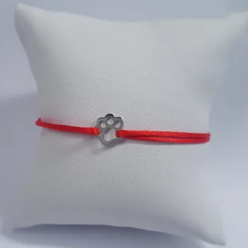 Náramek NUBIS® Červený textilní náramek psí tlapka, Ag 925 - KA1820R-ST