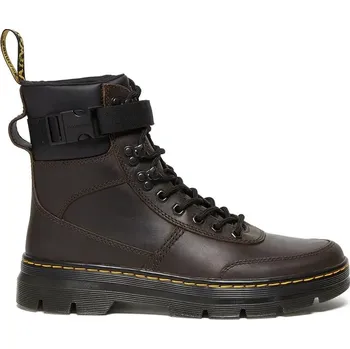 Dámské kozačky Kožené kotníkové boty Dr. Martens Combs Tech Leather hnědá barva, na plochém podpatku, lehce zateplené, DM27804201 88X, EUR 36