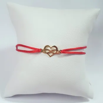 Náramek NUBIS® Červený textilní náramek srdce a nekonečno, Ag 925 - KA1179R-GD