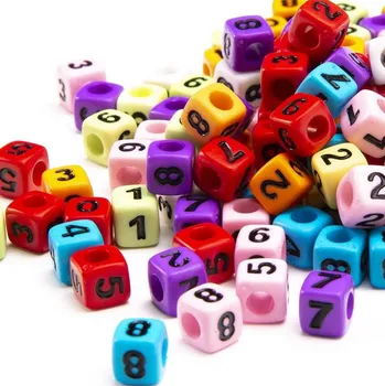 Materiál na výrobu šperku Šperky4U Plastový korálek kostka - číslice - PK209-05