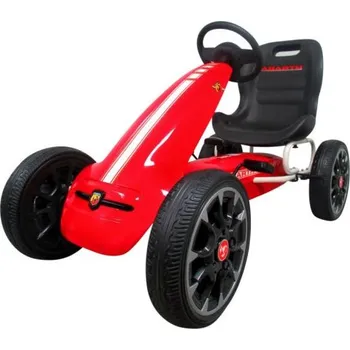 Dětské šlapadlo Motokára ABARTH ČERVENÁ, pěnová kola EVA, ruční brzda, licence