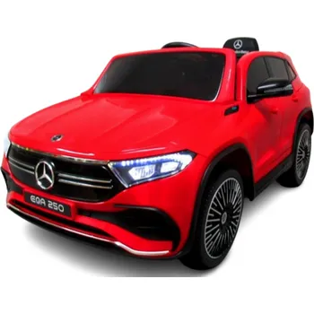 Dětské elektrovozidlo MERCEDES EQA ČERVENÝ Auto na akumulátor DÁLKOVÉ OVLÁDÁNÍ KŮŽE EVA HOUPACÍ