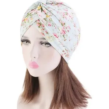 Čepice Turban se vzorem modrý