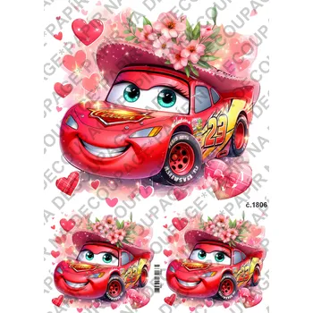 Umělecký papír Rýžový a soft papír na decoupage - Auta Cars - KB01806 Materiál: Soft, Rozměr: A4