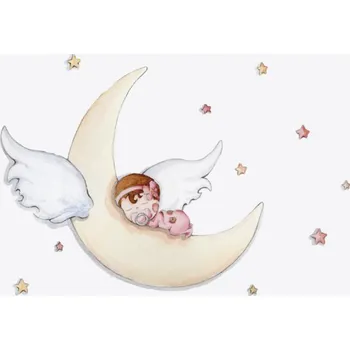 Samolepící dekorace Suenos De Ciguena Suenos De Cigüeña nálepka na zeď miminko na měsíci