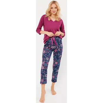 Dámské pyžamo Italská lidová móda r.3/4 sp.7/8 barva:blackberry/print S