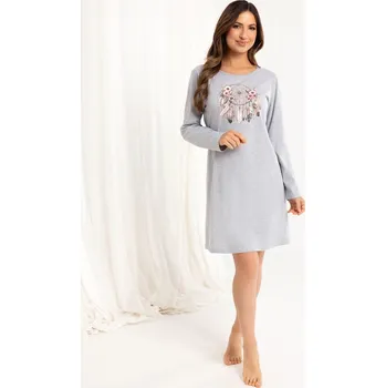 Dámské noční prádlo Regina Dámská bavlněná noční košile s dlouhým rukávem 162 dł/r S-XL Z25/26 damska Velikost: M, Barva: melanž