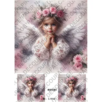 Umělecký papír Rýžový a soft papír na decoupage - Andělka - KB01814 Materiál: Soft, Rozměr: A4