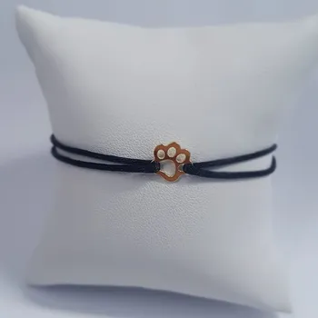 Náramek NUBIS® Černý textilní náramek psí tlapka, Ag 925 - KA1820K-GD