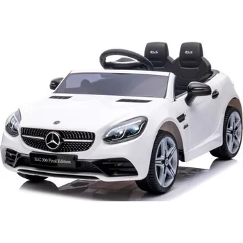 Dětské vozidlo Mercedes SLC 300 bílý Pěnová kola Eva, měkká sedačka Licence Lithium-iontová baterie