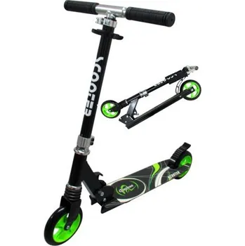 Koloběžka Velká koloběžka H7 ČERNO-ZELENÁ Skládací R-Sport kola 145 mm do 100 kg
