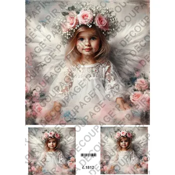 Umělecký papír Rýžový a soft papír na decoupage - Andělka - KB01812 Materiál: Soft, Rozměr: A4
