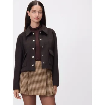 Reserved - Bunda s límcem - tmavě hnědá - 233DW-89M - 233DW-89M-M