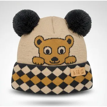 Čepice Dětská zimní čepice Medvídek Kuk - Barva Hnědá