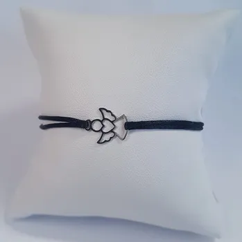 Náramek NUBIS® Černý textilní náramek andílek, Ag 925 - KA1004K-ST