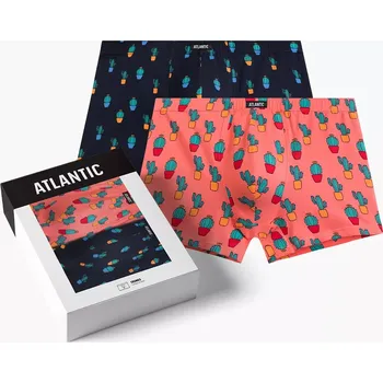 Boxerky Atlantic 2MHH-005 2-pack barva:tmavě modrá/růžová M