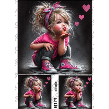 Umělecký papír Rýžový a soft papír na decoupage - Holčička - KB01829 Materiál: Soft, Rozměr: A4