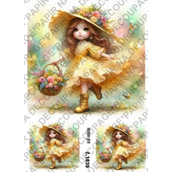 Umělecký papír Rýžový a soft papír na decoupage - Holčička - KB01839 Materiál: Soft, Rozměr: A4