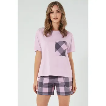 Dámské pyžamo Italská móda Kayo crêpe barva:růžová/potisk S