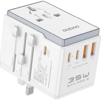 Telefonní příslušenství Dudao cestovní adaptér A35Pro 35W 3x USB-C 2x USB-A, bílý