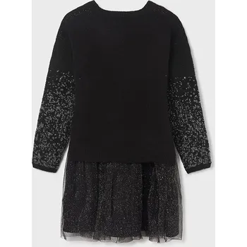 Dívčí šaty Mayoral Šaty 2V1 7936 , šedé, černé barva: černá, Rozměr: 162 (16 let)
