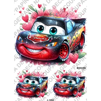 Výtvarný papír Rýžový a soft papír na decoupage - Auta Cars - KB01805 Materiál: Rýžový papír, Rozměr: A4