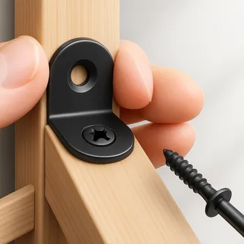 Nábytkové kování Interex Spojovací úhelník 20 x 20 mm se šrouby / Černý zinek