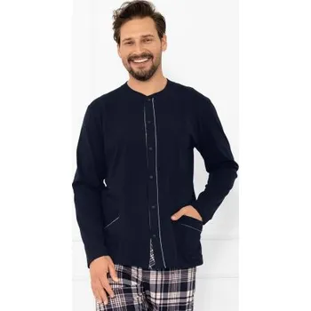 Pánské pyžamo Pánské propínací pyžamo Italian Fashion Sambor - bavlna Modro-béžová XL