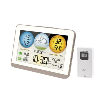 Budík JVD Bílá digitální rádiem řízená meteorologická stanice JVD RB3408