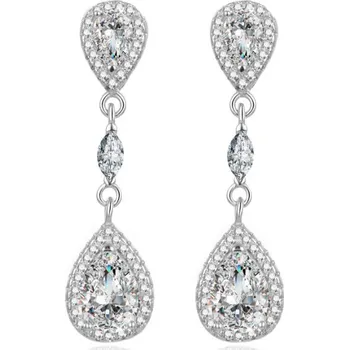 Náušnice Stříbrné visací náušnice se zirkony