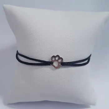 Náramek NUBIS® Černý textilní náramek psí tlapka, Ag 925 - KA1820K-ST