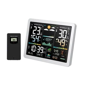 Budík JVD Bílá barevná rádiem řízená meteorologická digitální stanice JVD RB3568